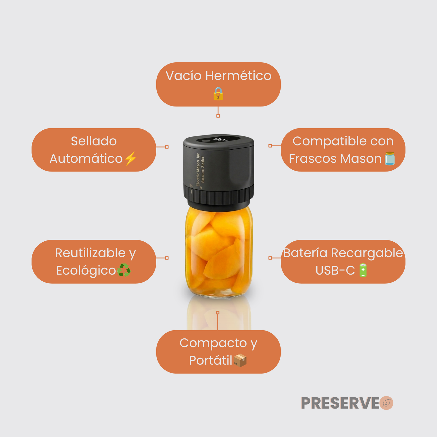 Preserveo™ Sellador Al Vacío Para Frascos